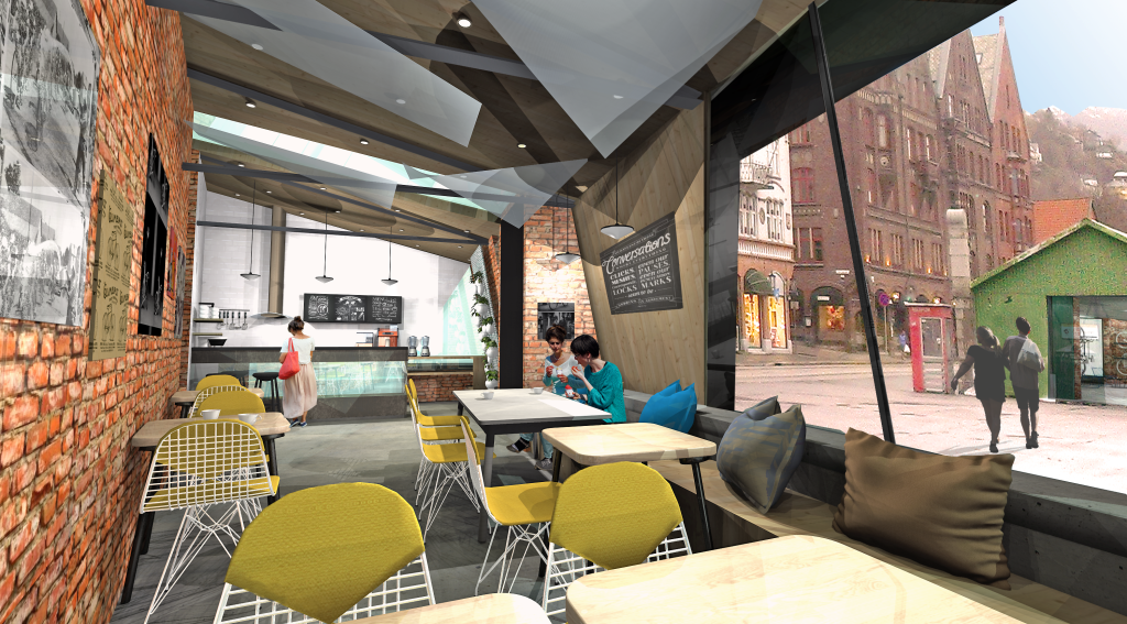 Cafe rendering inside water behindversjon -Lorr couple change
